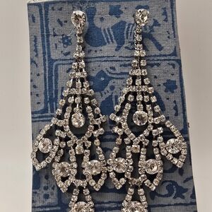 Elegant Silver Crystal Drop Earrings